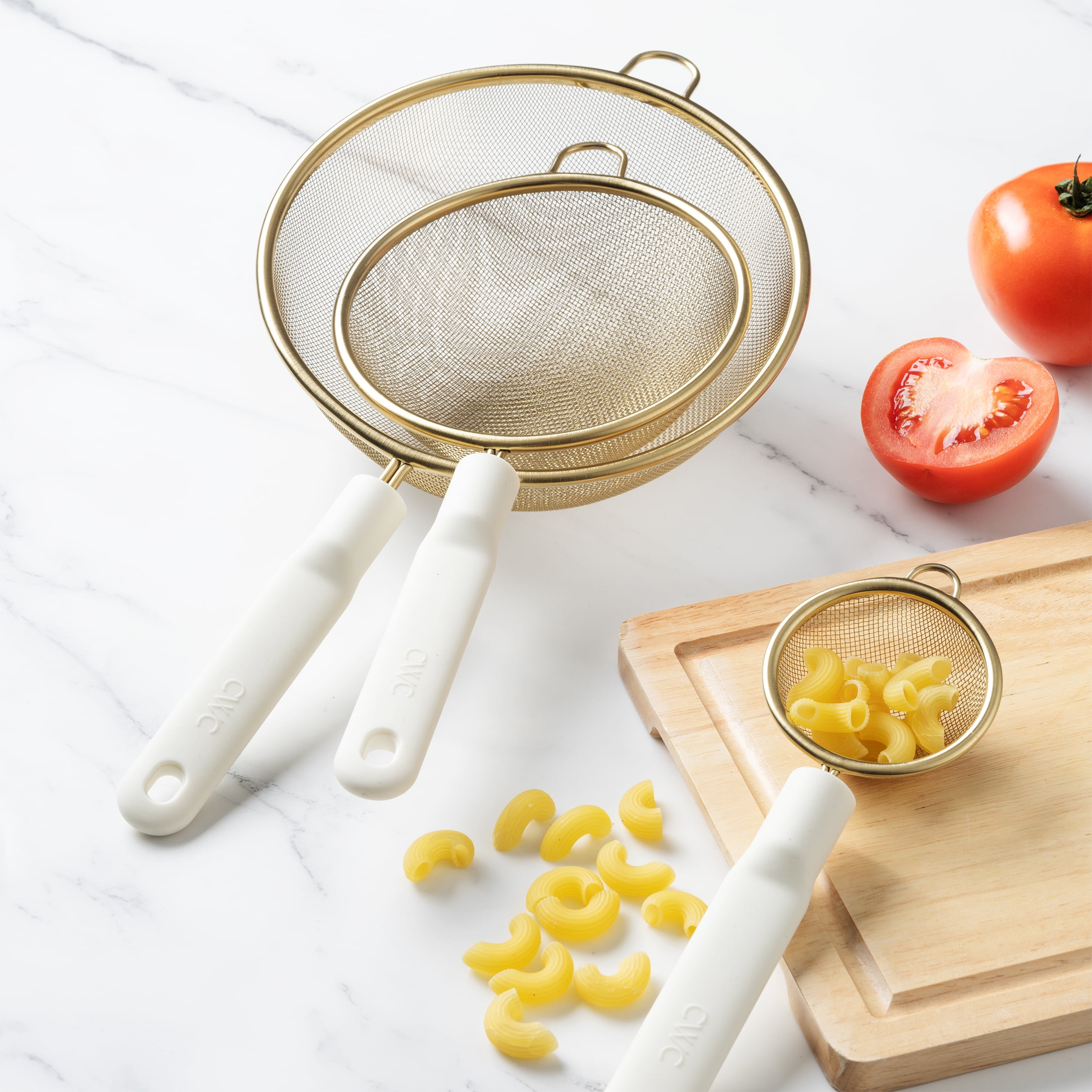 Cook with Color Stainless Steel Kitchen Skimmer Set, Three Piece