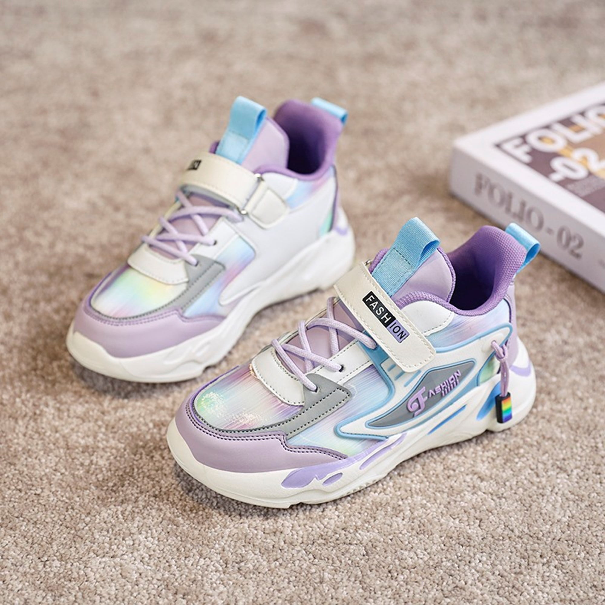 Kids Shoes Boys Girls Sneakers, Comfortable Running Tennis Athletic Shoes for Big Kid Purple