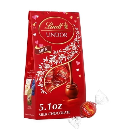 Lindt LINDOR Valentine's Day Milk Chocolate Candy Truffles, 5.1 oz. Bag