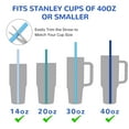 thumbnail image 3 of Tomorotec 15-Pack 12" Reusable Silicone Drinking Straws Fit for Stanley Tumblers 20, 30, 40 oz with 2 Cleaning Brushes, BPA-Free Food-Grade Vibrant Colors Flexible Straws for Family Use (Sea Colors), 3 of 7