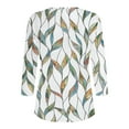 thumbnail image 4 of Fiudx Camisas de Mujer Blusa de Manga 3/4 Corta Estampada a La Moda para Mujer, Blusa Informal con Cuello Redondo, 4 of 5