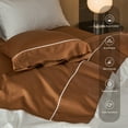 thumbnail image 5 of MooMee Extra Long Staple Cotton King Sheet Set 600 TC Egyptian Cotton Texture Silky Sateen Smooth Luxury (Dark Orange), 5 of 6
