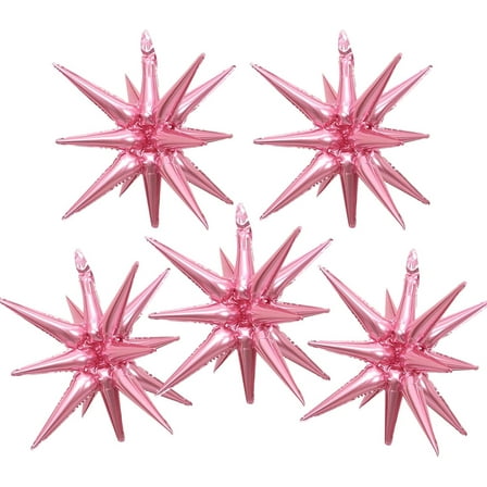 Starburst Balloons 5PCS 4D Foil Star Explosion Balloon for Birthday/Party/Wedding Decoration (22 Inch Pink ）