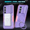 thumbnail image 6 of Allytechgroup Magnetic Case for Samsung Galaxy Note 20 Ultra with Lens Slide Cover, [Non-Slip] [Military Grade Protection] Slim Shockproof Ring Stand Case Support Wireless Charging, Purple, 6 of 10