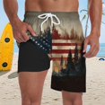 thumbnail image 2 of Mens Casual Shorts Men's Stars and Stripes Print Fashion Beach Shorts Double Layer Inner Convenient Pockets Summer Dark Blue M, 2 of 5