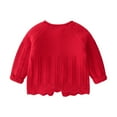 thumbnail image 3 of ZHUASHUM Kid Coats For Boys Girls Winter Warm Knit Cotton Long Sleeve Solid Color Clothes Cardigan Red 18-24 Months, 3 of 3