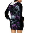 thumbnail image 6 of gljltg Women's Printed Loose All-match Hooded Double Pocket Sweater Dress for Women, Suitable for Leisure, Party, Daily, Home, Beaches, Travel, Work, Gatherings, 6 of 7