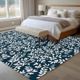 thumbnail image 4 of Navy Blue Spring Floral Area Rugs 5'x8', Washable Small Throw Rugs for Classroom Bedroom, Farmhouse Flowers Elegant Pastoral Indoor Outdoor Rug Non-Slip Low Pile Carpet Runner Reversible Floor Mats, 4 of 8