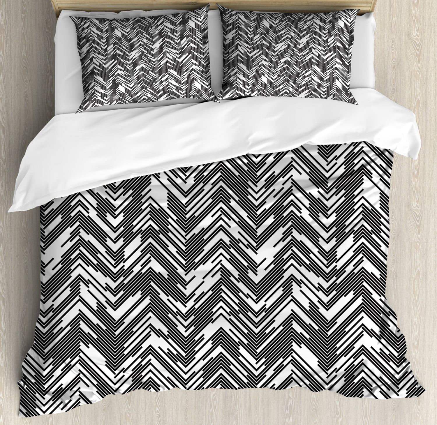 Black And White King Size Duvet Cover Set Artistic Chaotic