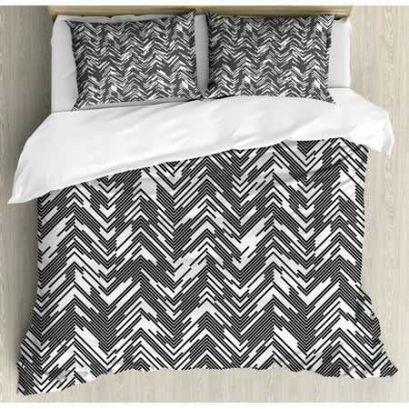 Black And White King Size Duvet Cover Set Artistic Chaotic