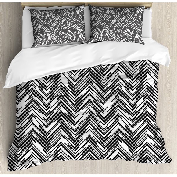Black And White King Size Duvet Cover Set Artistic Chaotic