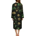 thumbnail image 2 of Yuyamidu Green Leaf Robes for Women Casual Loungewear Fashion Bathrobe Sleepwear St. Patrick's Day Mid-Length Night Robe Size 4XL Comfy Long Sleeves Kimono Robe for Spring Summer Fall, 2 of 7