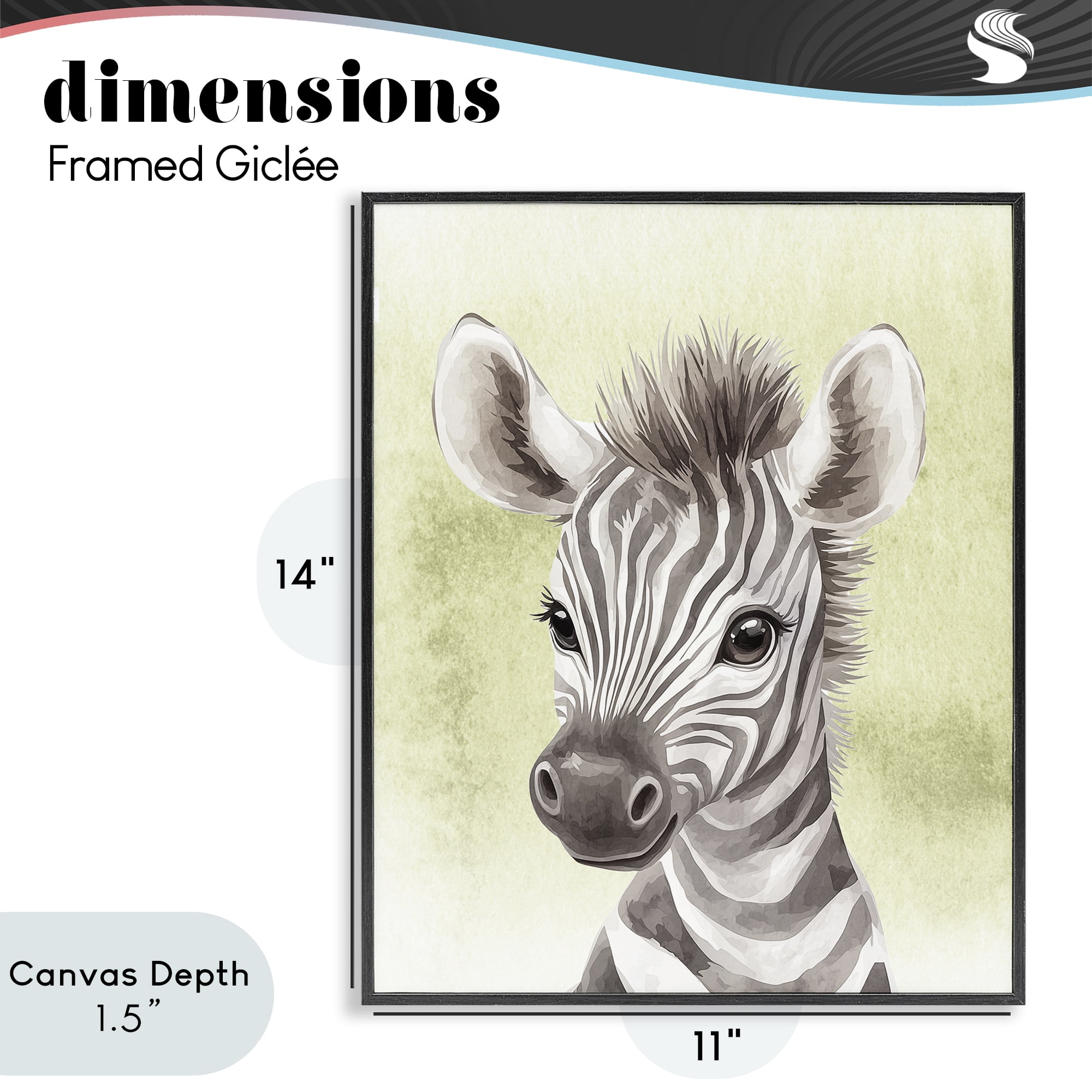 Stupell Industries Jungle Friends Baby Zebra Black Framed Giclee Art, design by Christine Simpson Art