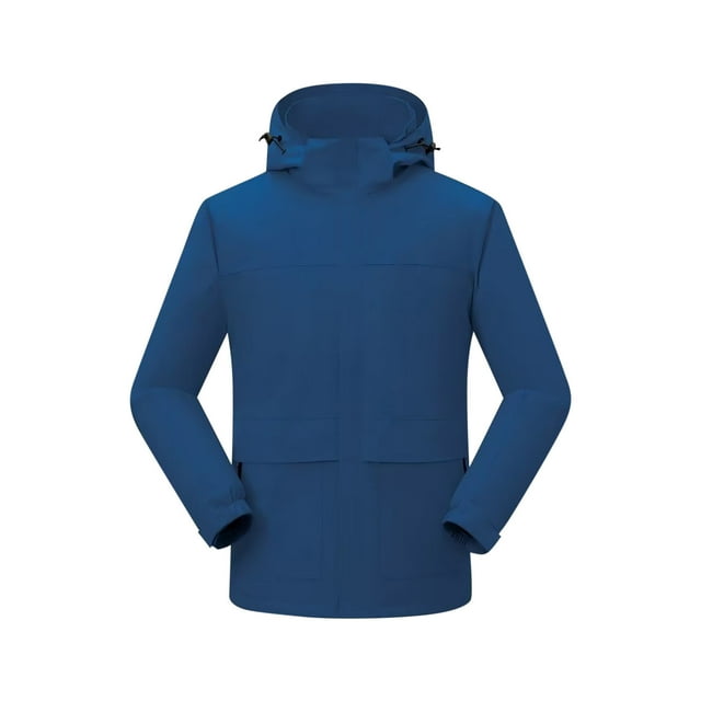 Men's Windbreaker Jacket Man Solid Color Three Prevention Cottoning Climbing Wear As One Down Cotton Intensification Warm Outdoor Jacket Zip Front Windbreaker Jacket Blue L