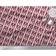 thumbnail image 2 of Soimoi Red Silk Fabric Bunny & Egg Stripe Print Fabric by the Yard 42 Inch Wide, 2 of 3