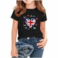 thumbnail image 1 of T-Shirt Graphique à Manches Courtes et Col Rond pour Enfants, Imprimé Drapeau Britannique, Mélange Doux de Polyester et Spandex, Haut Décontracté Respirant, Lavable en Machine, pour Garçons et Filles, 1 of 4