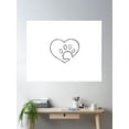 thumbnail image 2 of Dog Footprints Line Art Print. Dog'S Paw In The Heart - Love For A Pet . Paw Doodle Illustration Poster Wall Art, Modern Wall Decor, 24x36 UNFRAMED, 2 of 3