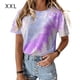 thumbnail image 1 of Camiseta de mujer Cuello redondo Manga corta Tie-dye Printed Casual Top, Morado, XXL Inevent AP000470-25, 1 of 7