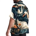 thumbnail image 3 of Swan Men's Short Sleeve Hawaiian Shirt, Poplin Casual Printed Button Down, Summer Beach Unisex Shirts, 3 of 6