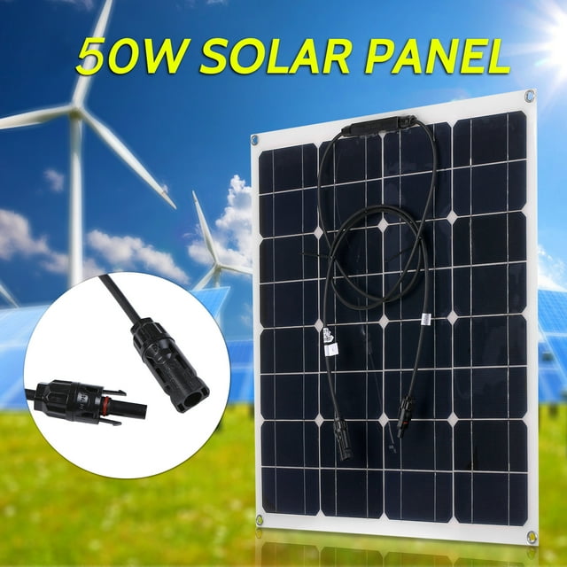 Yeacher 50W 18V Monocrystalline Solar Panel Module Kit High Efficiency IP65 Water Resistance with 10/20/30/40/50A Solar Controller PWM Intelligent Regulator for Home RV Car Boat Batterys Charging