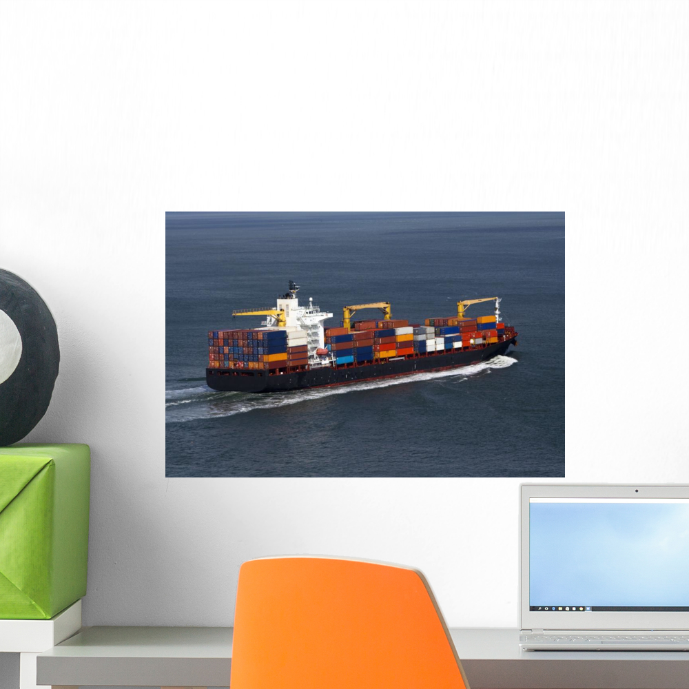 Container Cargo Ship Wall Mural by Wallmonkeys Peel and Stick Graphic ...