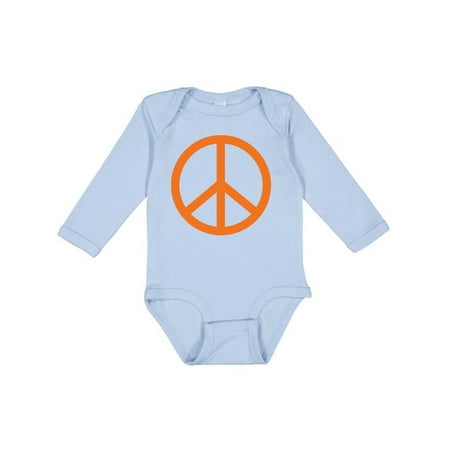 

Inktastic Funky Orange Peace Sign Gift Baby Boy or Baby Girl Long Sleeve Bodysuit