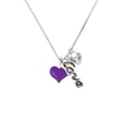 thumbnail image 2 of Delight Jewelry Silvertone Purple Heart with Nurse Hat - Love and Lock Charm Necklace, 18"+1", 2 of 4