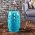 thumbnail image 4 of Afuera Living Modern Lace Cut Iron Outdoor Side Table in Blue, 4 of 14