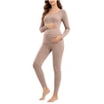 thumbnail image 2 of Tawop Ladies Thermal Underwear Long John Set Base Layer Winter Warm Top and Bottom(Khaki,M), 2 of 6