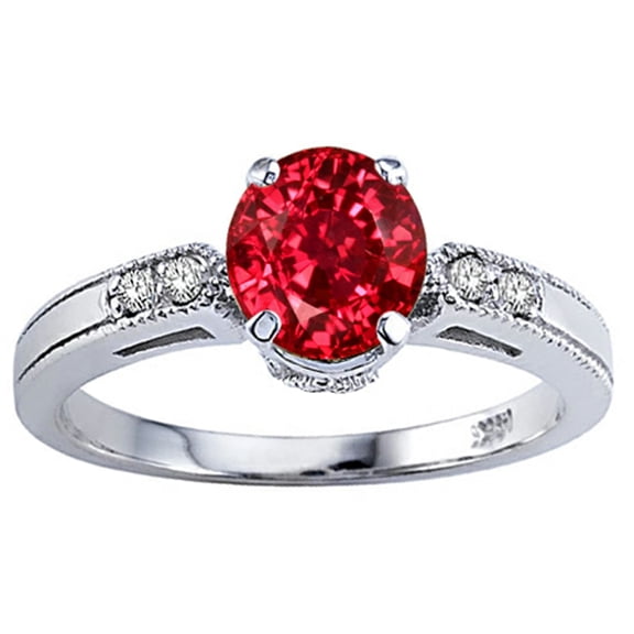 Tommaso Design� Round 7mm Created Ruby Engagement Ring