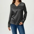 thumbnail image 5 of Kaemgyyd Womens Dressy Casual Blouse Elegant Satin Silk Long Sleeve V Neck Shirts Business Work Tops Spring Clothes, 5 of 5