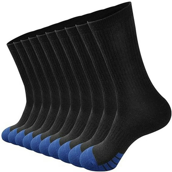 Cotton Crew Socks for Men 5 Pack Non-Slip Moisture-Wicking Color-Block Breathable Multipack Athletic Workout Running Ankle Sock