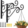 thumbnail image 2 of Ganchos para colgar en la pared de 2 piezas, soporte para plantas de pared para balcón con tornillo para colgar en hierro forjado, 2 of 2