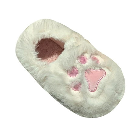 

Fashion Women Animal Slipper House Cat Claw on Soft Anti Thick Warm for House Fall Kids Ladies Girls White S