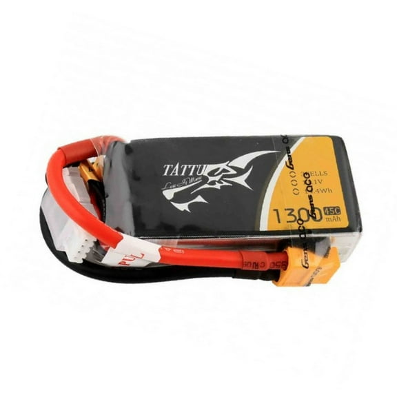 Tattu Lipo Battery 1300mAh 3S 45C 11.1V with XT60 Plug Connector for RC Car Boat Truck Heli Airplane