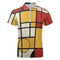 thumbnail image 4 of Mondrian Inspired（14） Men Zipper T-shirt Summer Casual Short Sleeve T-shirt Top, 4 of 7