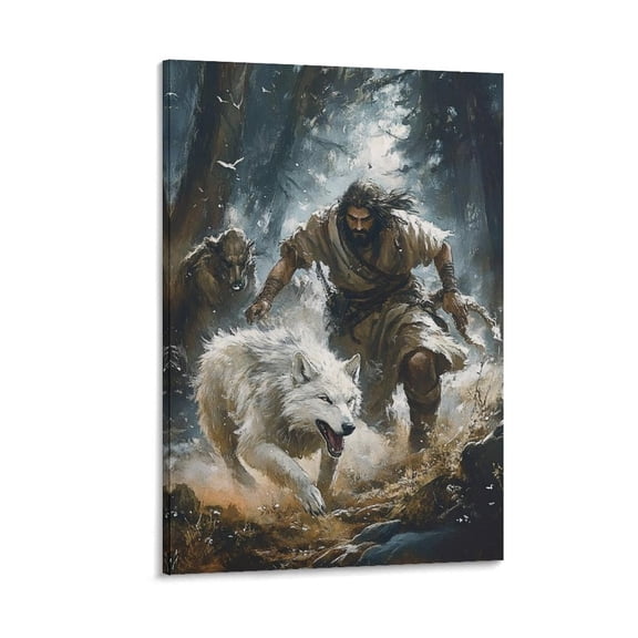 Jesus Christ Wall Decor - Jesus Drives Away The Wolf - Jesus Vintage Picture Canvas Painting Poster Decorative Painting Canvas Wall Art Living Room Posters Bedroom Painting 16x24inch(40x60cm)