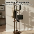 thumbnail image 4 of YUCHANG Freestanding Rotary Coat Rack with 3 Shelves and 9 Hooks for Coats, Scarves, Handbags, Coat Tree for Bedroom, Entryway, Livingroom (Walnut), 4 of 16