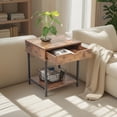 thumbnail image 2 of JJS Modern Wood End Table with Drawer and Storage Shelves in Rustic Brown, 2 of 4