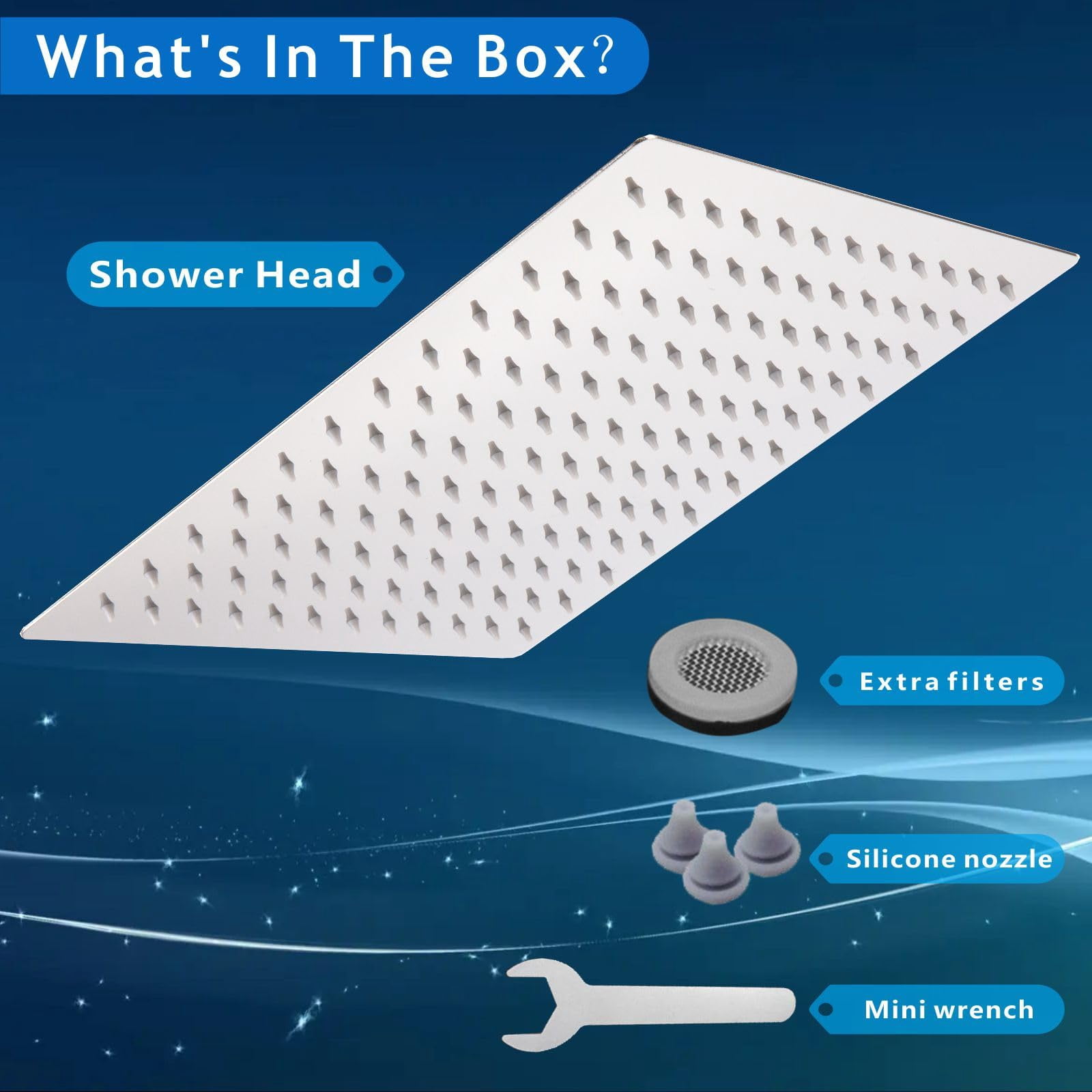 Rain Shower Head - High Flow Large Rainfall Heads Made Of Stainless Steel Waterfall Bathroom Square Showerhead Ceiling Or Wall Mount (12" Chrome)