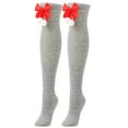 thumbnail image 3 of Naughtyhood Women's Christmas Extended Knee Length Stockings Solid Bow Plush Ball Warm Socks, 3 of 3