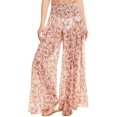 thumbnail image 1 of Caroline Constas Pantalon Large à Taille Smockée à Fleurs pour Femmes, Rustcopper, Large, 1 of 2