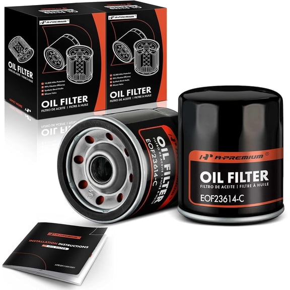 A-Premium 2-PC 10K Miles Protection Spin On Oil Filter Fit with Ford & Chevrolet & Toyota & Nissan & Volkswagen & Jeep & Subaru & Dodge & Lexus & Mazda & Chrysler & Audi & Land Rover & Infiniti