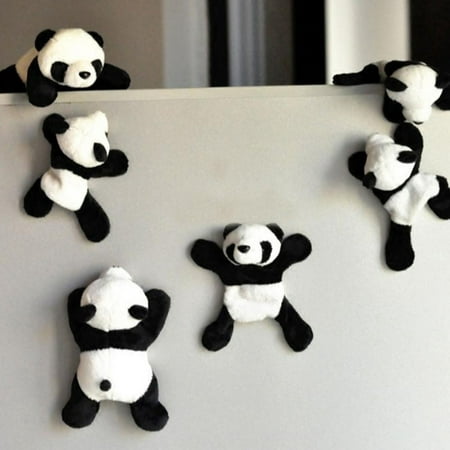 

1Pc Cute Soft Plush Panda Fridge Magnet Refrigerator Sticker Gift Souvenir Decor Black + White pinshui