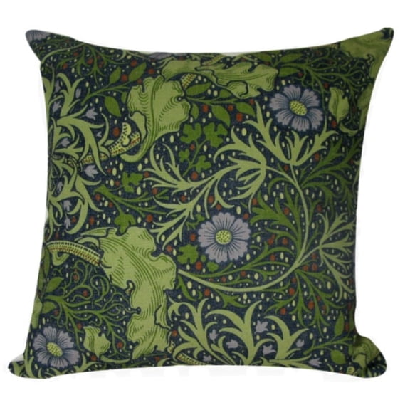 18" Green and Blue Floral Square Throw Pillow Cover