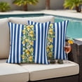 thumbnail image 4 of Blue Stripes Lemon Outdoor Waterproof Pillow Covers, Spring Fruit Flowers Leaves Line Decorative Square Throw Pillowcase Sofa Cushion Sham for Patio/Couch/Chair, 24"x24" 2 Pack, 4 of 8