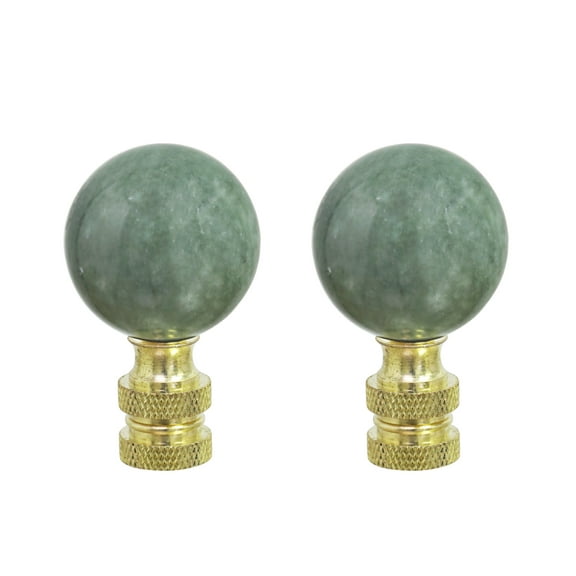 Aspen Creative 24023-12, 2 Pack, Green Faux Marble Ball Finial with Brass Plated Finish, 2" Tall