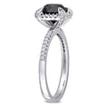 thumbnail image 2 of Round Cut Black Diamond Ring, Halo Diamond Engagement Ring, Solitaire With Accents Diamond Ring, Prong Set Ring, 14K White Gold Plated, 2.2 Ct Simulated Diamond, Gemstone Ring, 2 of 3