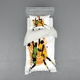 thumbnail image 2 of Ambesonne Cartoon Bedding Set 4 Pcs, Basketball Players Art, Queen, Orange Green, 2 of 3