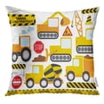 thumbnail image 1 of BSDHOME Cartoon Construction Crew Vehicles Truck Chevron Sign Equipment Pillow Case 16x16 Inches Pillowcase, 1 of 1